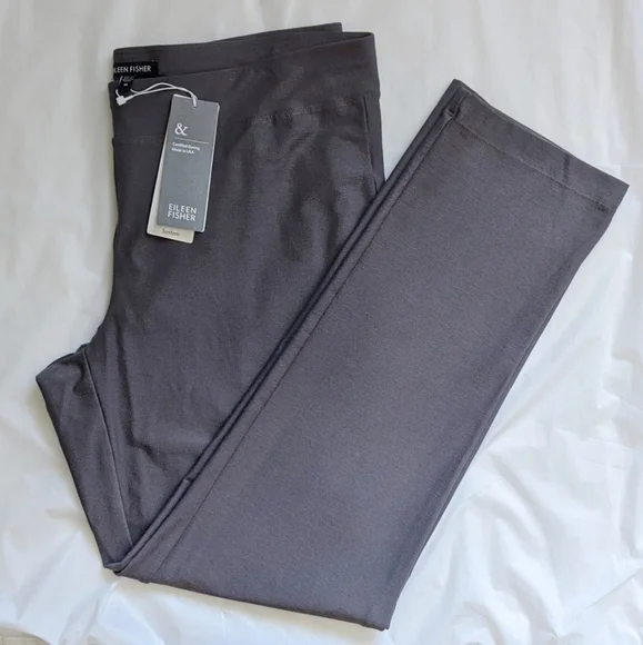 Eileen Fisher Slim Ankle Pant With Yoke in Cinder - Picture 2 of 4